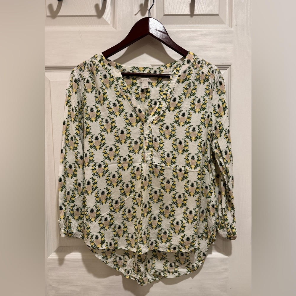 Hinge Green and Yellow Floral Blouse